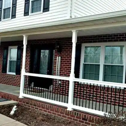 front porch with white railing