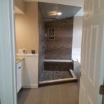 kccs bathroom remodle shower with a bench