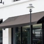 black awning exterior. canvas roof shading.