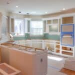 remodeling of kitchen cabinets ready for a granite countertops in a beautiful house
